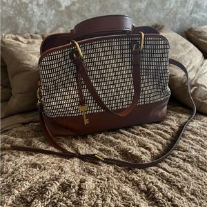 Fossil Brown and Cream Shoulder Bag